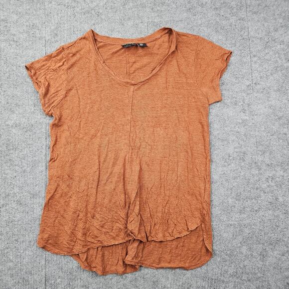 Tahari Shirt Womens Medium Linen Short Sleeve V Neck Lightweight Summer Coastal - Picture 1 of 5